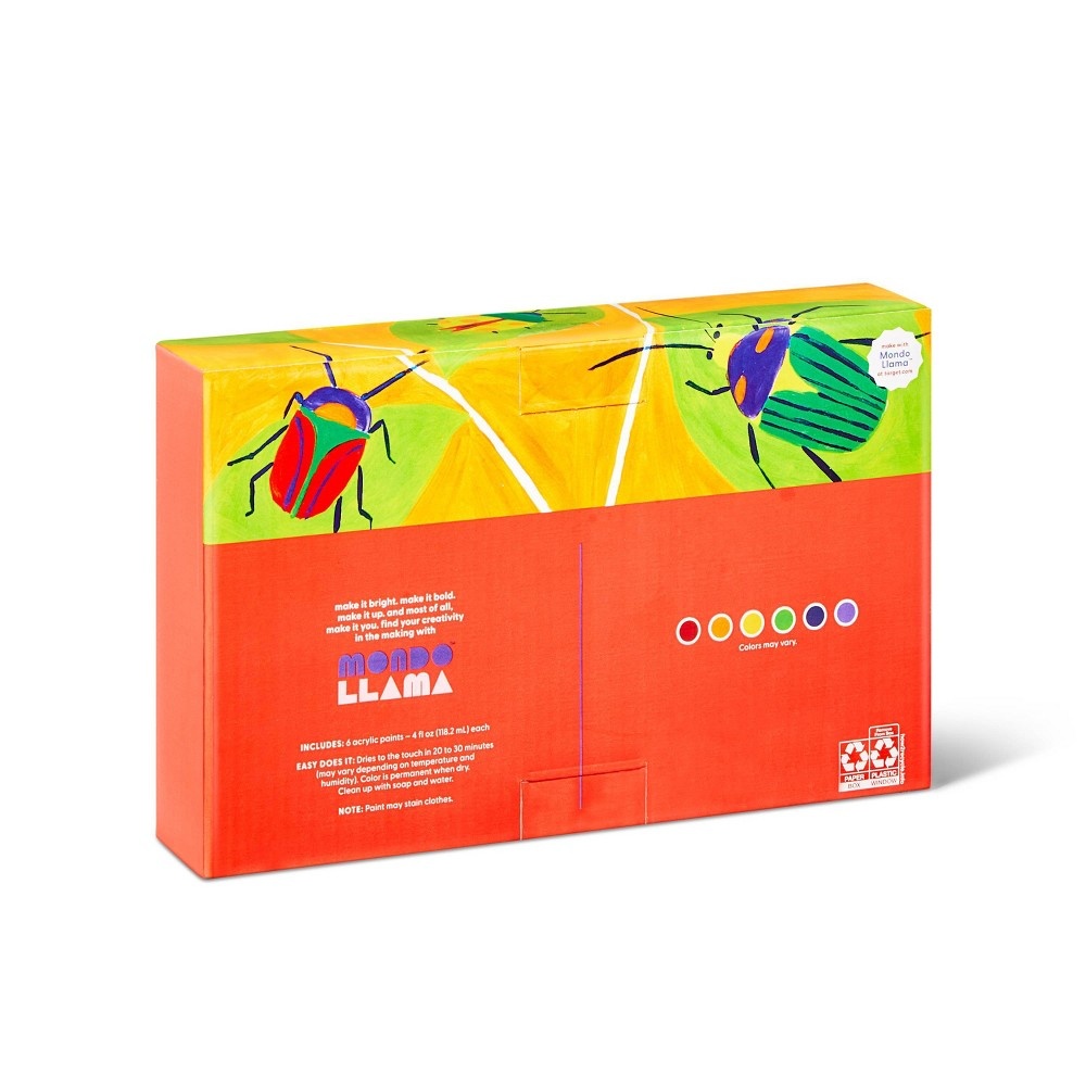 6ct 4oz Acrylic Paint Set Primary Colors Mondo Llama 6 ct; 4 oz Shipt