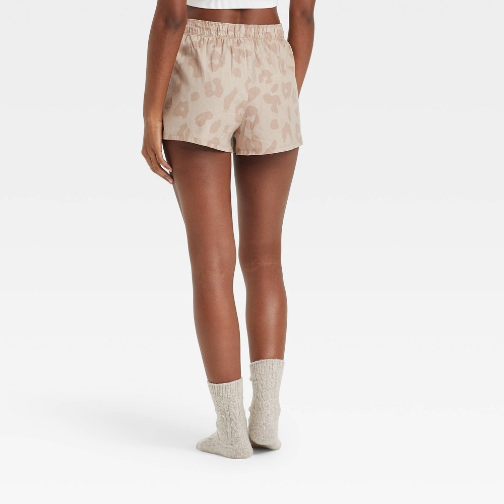 slide 3 of 3, Women's Leopard Print Foldover Waistband Boxer Sleep Shorts - Colsie Tan M, 1 ct