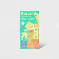 Reusable Food Storage Bags -15pc Variety Pack/5ct Each - up&up™