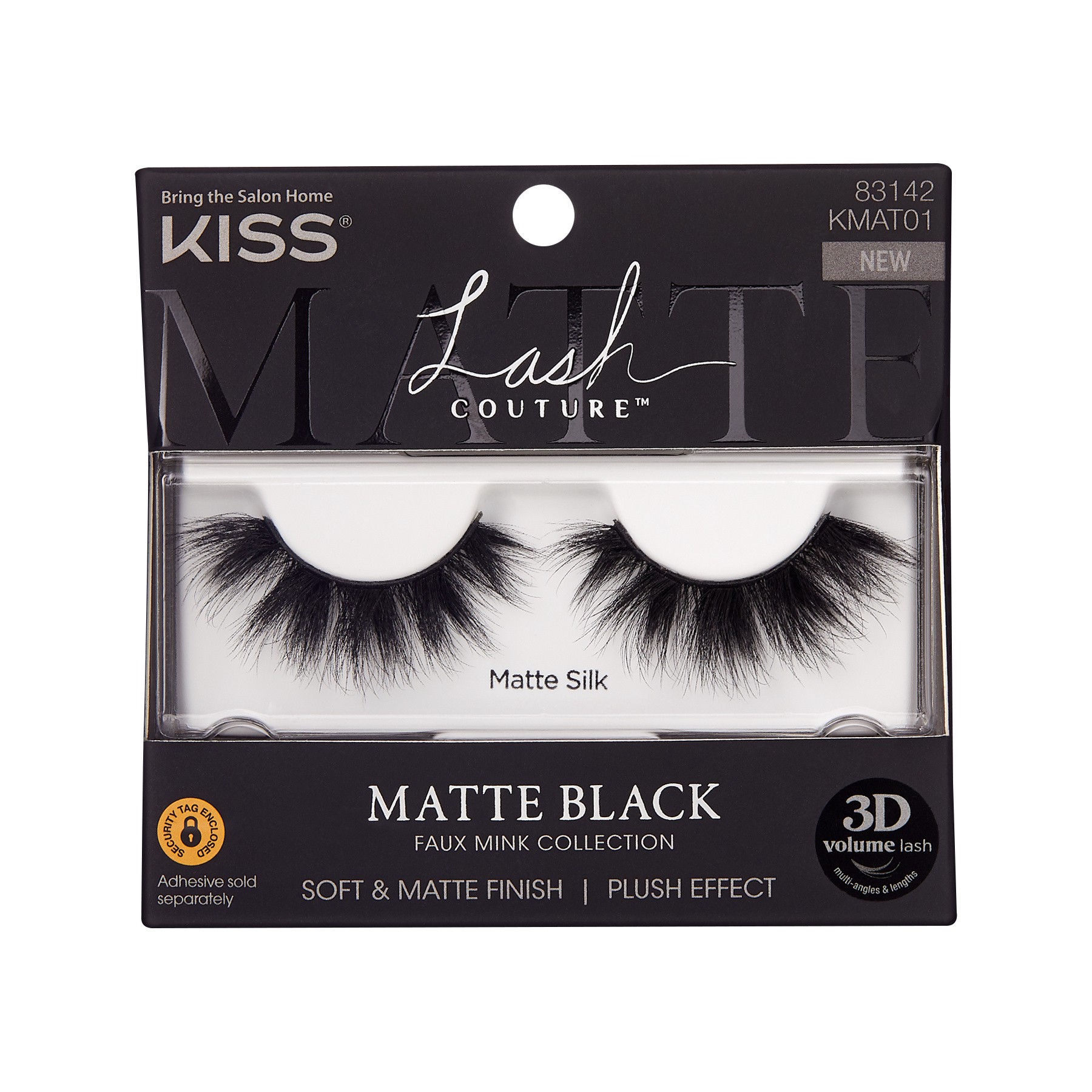 slide 1 of 5, KISS Lash Couture Matte Black Faux Mink, Matte Silk, False Eyelashes, 1 pair