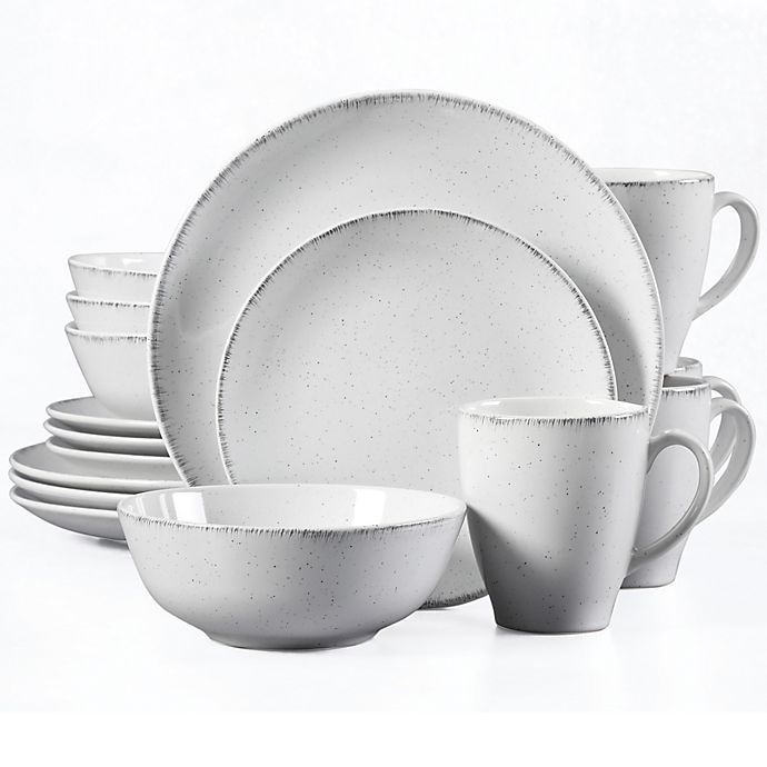 slide 1 of 2, Urban Loft Liam Dinnerware Set - White/Grey Speckle, 16 ct