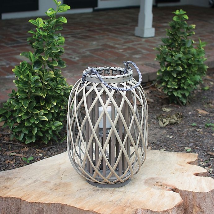 slide 2 of 2, Large Willow-Wrapped Glass Lantern with Handle, 1 ct