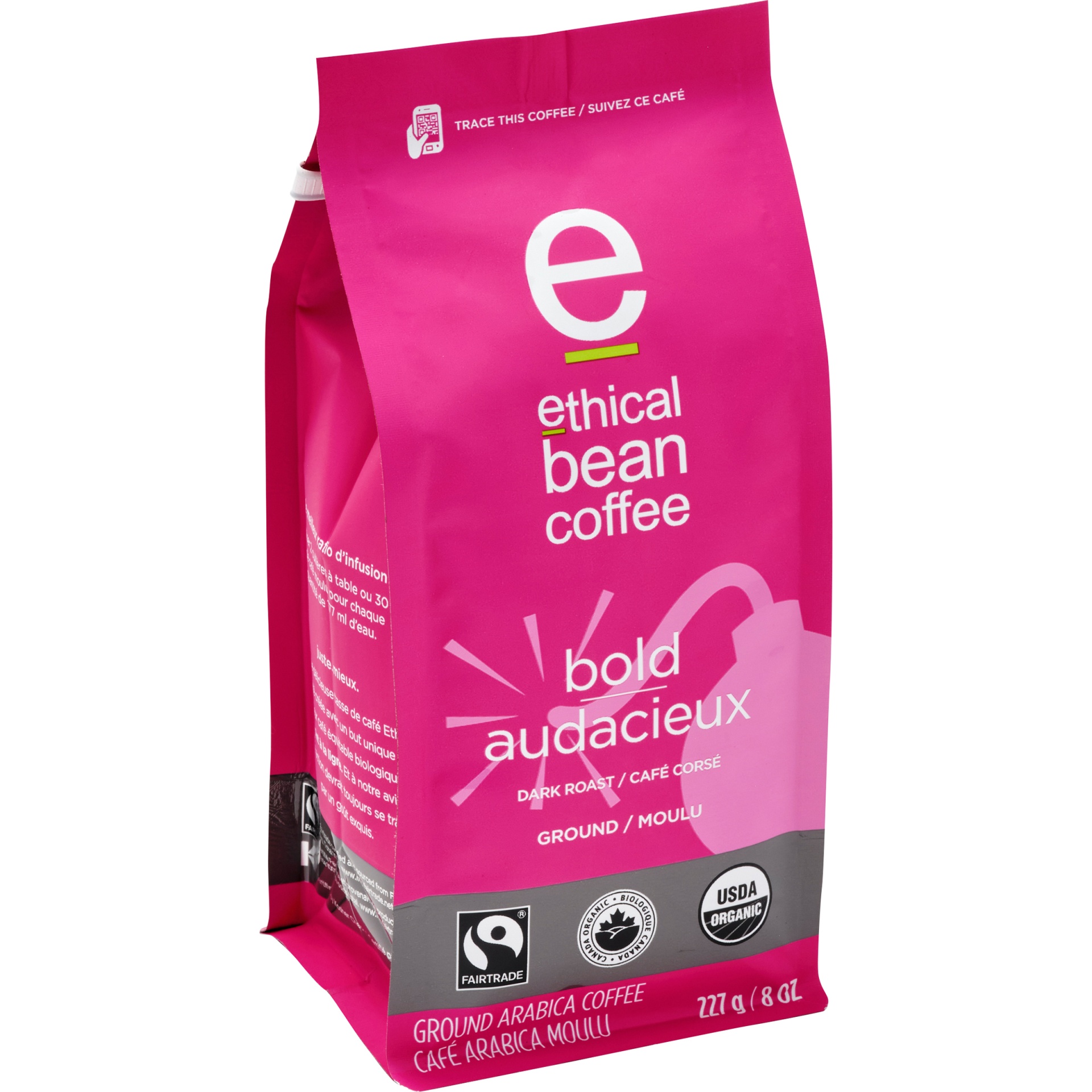 slide 6 of 9, Ethical Bean Fairtrade Organic Coffee, Bold Dark Roast, Ground Coffee - 8 oz, 8 oz