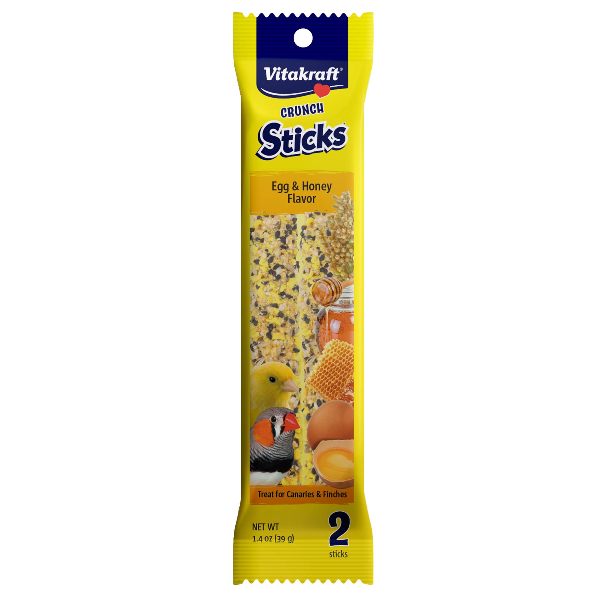 slide 1 of 1, Vitakraft Crunch Sticks Egg & Honey Canary & Finch Treat, 2 ct
