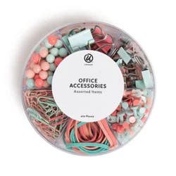 U Brands 470pc Round Office Accessory Set Coral