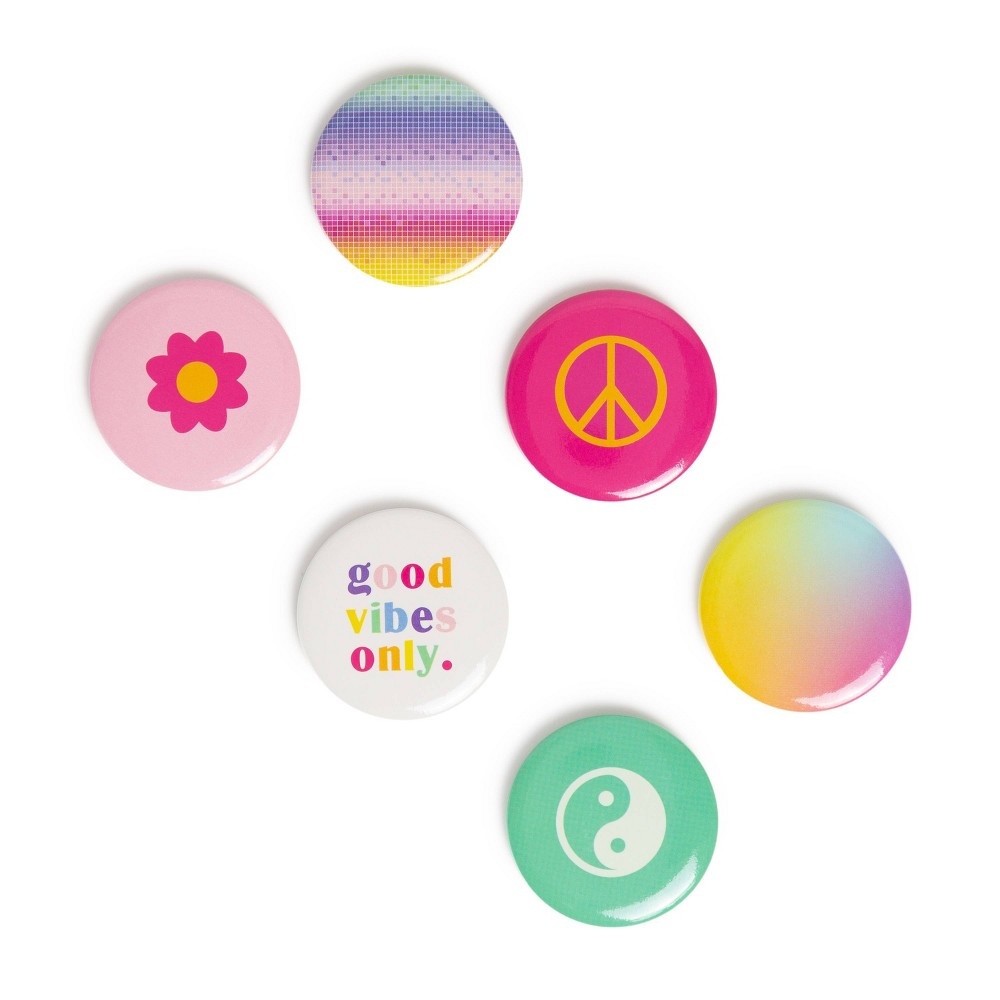 slide 2 of 3, 6pk Pin Button Locker Magnets Happy Horizons - U Brands, 6 ct