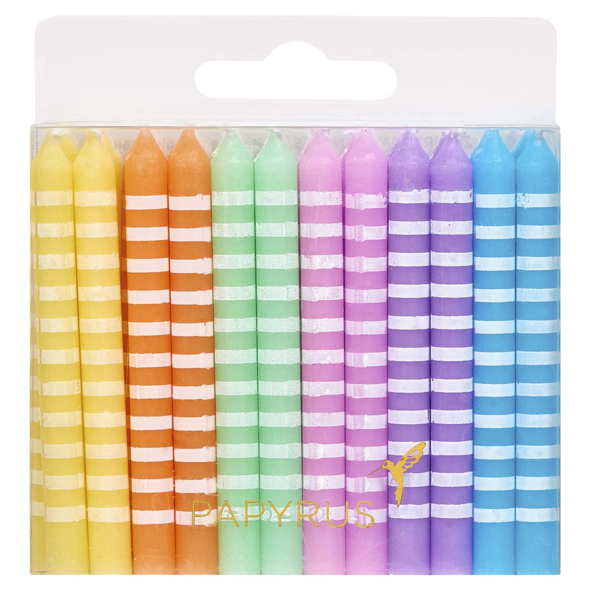 slide 2 of 2, Papyrus Birthday Candles, Pastel Stripes (24-Count), 1 ct