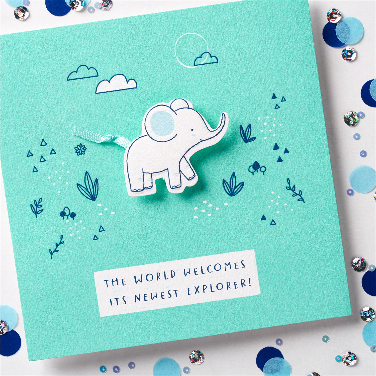 slide 4 of 4, American Greetings Elephant Baby Boy Greeting Card, 1 ct