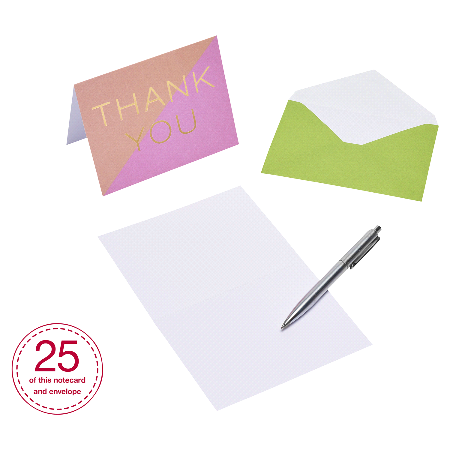 slide 3 of 4, American Greetings Thank You Cards and Envelopes, Color Block, 50 ct