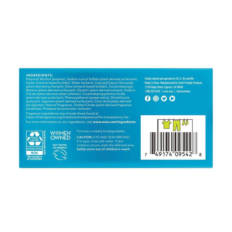 slide 6 of 8, ECOS Laundry Detergent Sheets - Magnolia & Lily - 7.9oz/64 loads, 7.9 oz