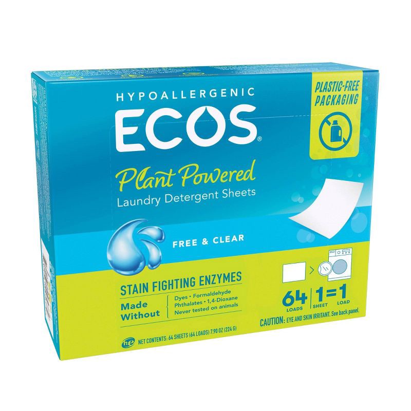 slide 4 of 7, ECOS Laundry Detergent Sheets - Free & Clear - 7.9oz/64 loads, 7.9 oz
