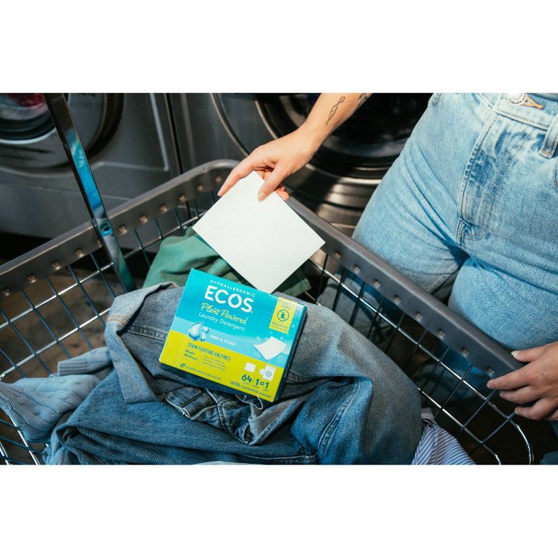 Ecos Plastic-Free Liquidless Laundry Detergent Squares, - Free & Clear