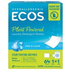 ECOS Laundry Detergent Sheets - Free & Clear - 7.9oz/64 loads
