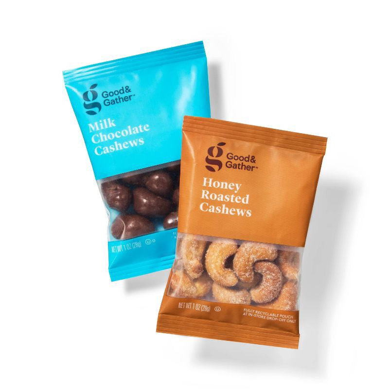 slide 2 of 4, Honey Roasted Cashews & Milk Chocolate Cashews - 10ct - Good & Gather™, 10 ct