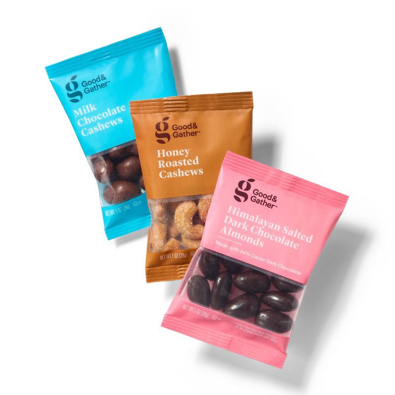 slide 3 of 4, Almonds and Cashews Variety Pack - 24oz/24ct - Good & Gather™, 24 oz, 24 ct