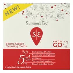 Summer's Eve Blissful Escape Daily  Refreshing Feminine Wipes, Removes Odor, pH Balanced, 16 count