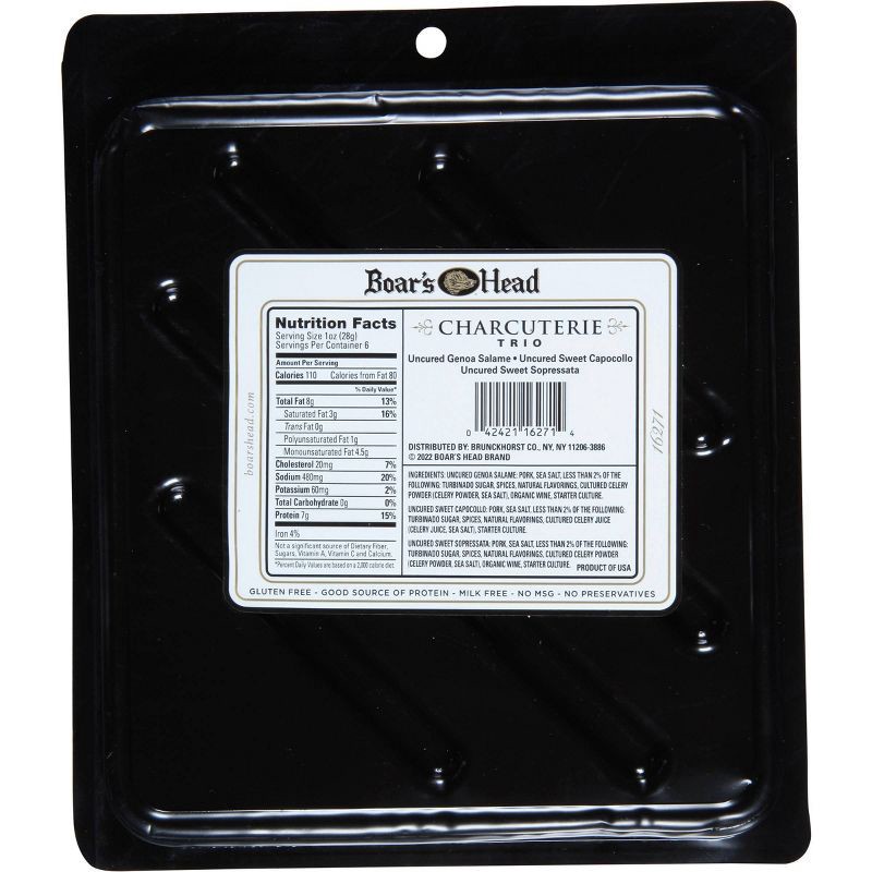 slide 4 of 5, Boar's Head Charcuterie TRIO - Uncured Genoa Salame, Uncured Capocollo, Uncured Sweet Sopressata - 6oz, 6 oz