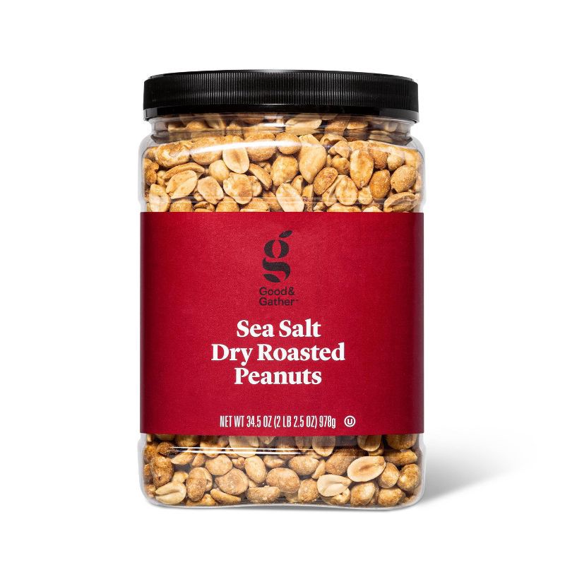 slide 1 of 4, Sea Salt Dry Roasted Peanuts - 34.5oz - Good & Gather™, 34.5 oz