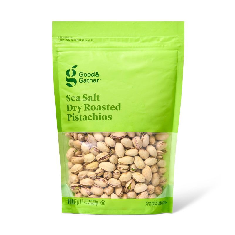 slide 1 of 3, Sea Salt Dry Roasted Pistachios - 20oz - Good & Gather™, 20 oz