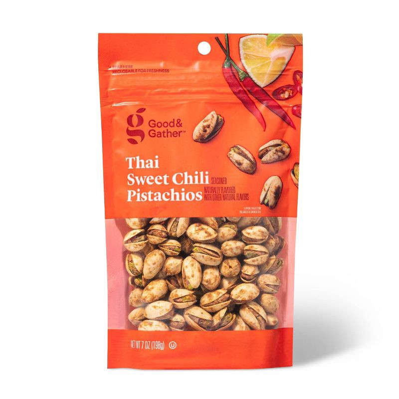 slide 1 of 3, Thai Sweet Chili Seasoned Pistachios - 7oz - Good & Gather™, 7 oz