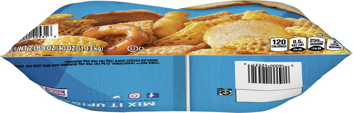 slide 7 of 9, Chex Mix Snack Mix, Traditional, Savory Snack Bag, 40 oz, 40 oz