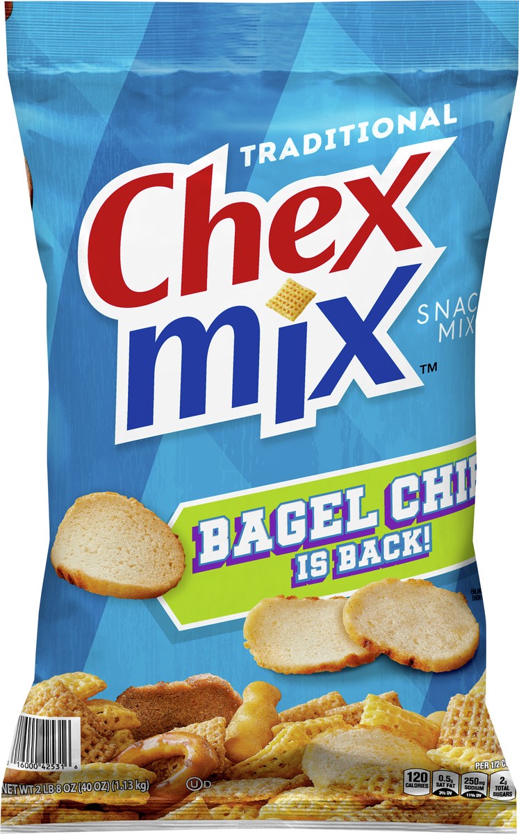 slide 6 of 9, Chex Mix Snack Mix, Traditional, Savory Snack Bag, 40 oz, 40 oz