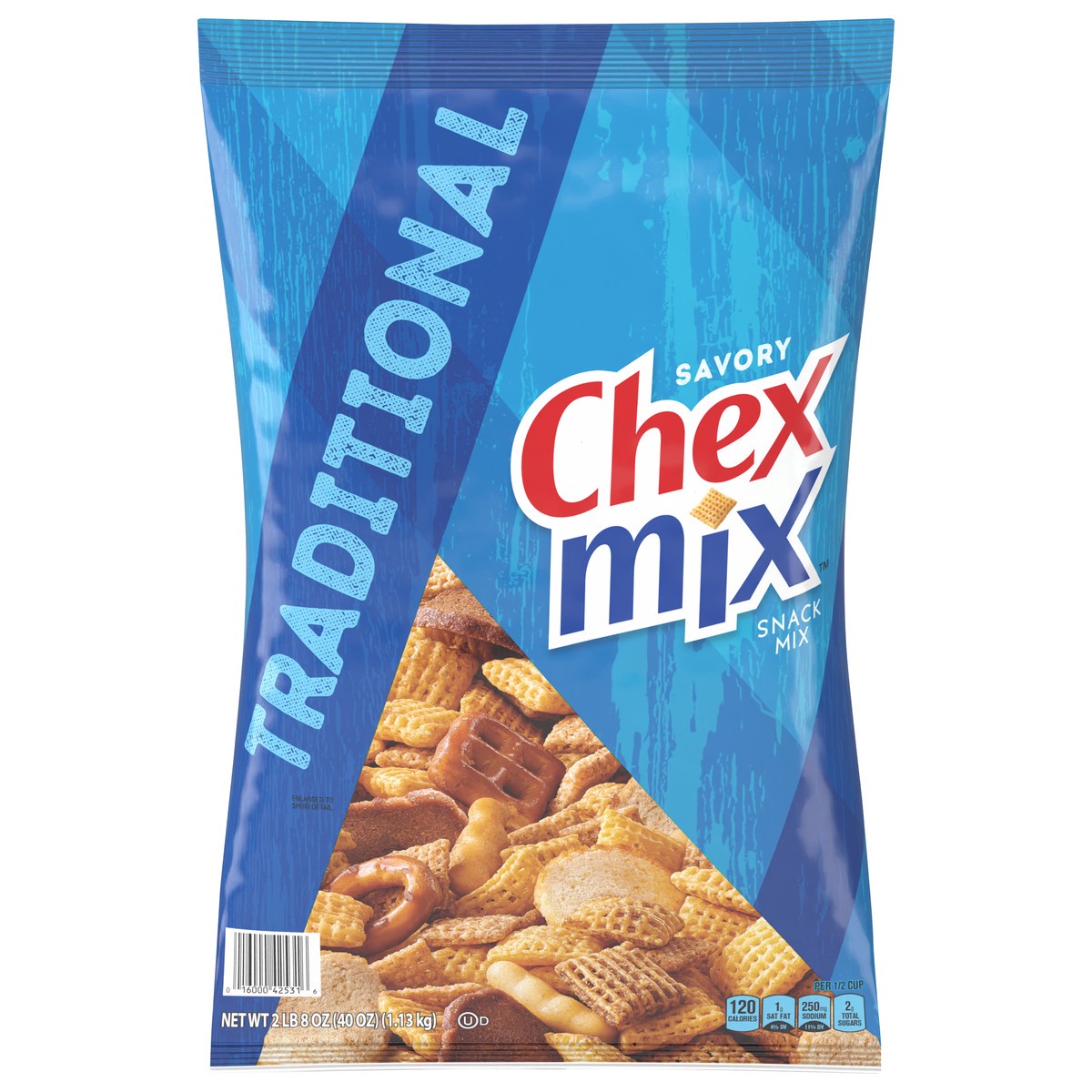 slide 1 of 9, Chex Mix Snack Mix, Traditional, Savory Snack Bag, 40 oz, 40 oz