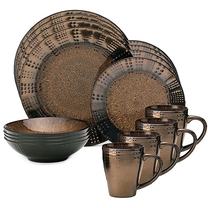 Gourmet Basics by Mikasa Verona Dinnerware Set Brown 16 ct Shipt