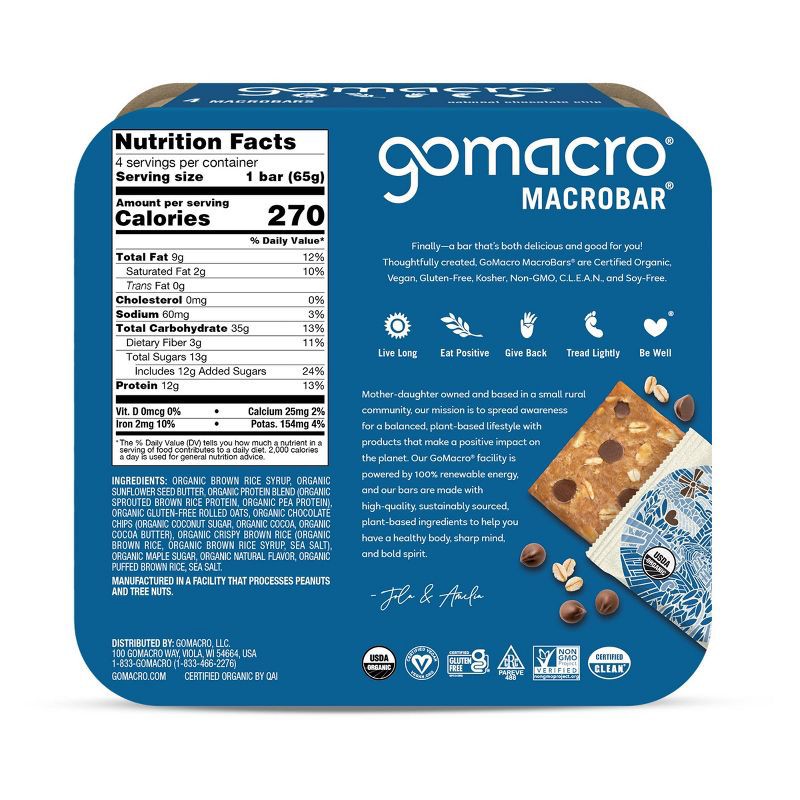 slide 2 of 6, GoMacro Oatmeal Chocolate Chip MacroBar - 4ct/ 7.1oz, 4 ct, 7.1 oz