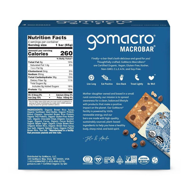 slide 3 of 7, GoMacro Oatmeal Chocolate Chip MacroBar - 4ct/ 7.1oz, 4 ct, 7.1 oz