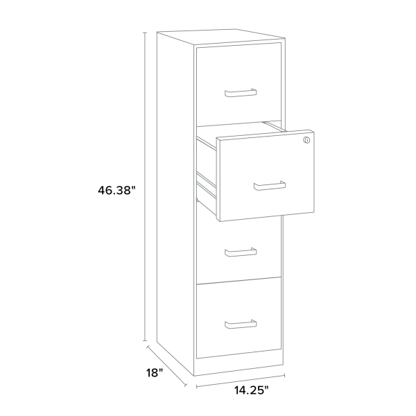 slide 3 of 4, Realspace 18''D Vertical 4-Drawer File Cabinet, Metal, Metallic Charcoal, 1 ct