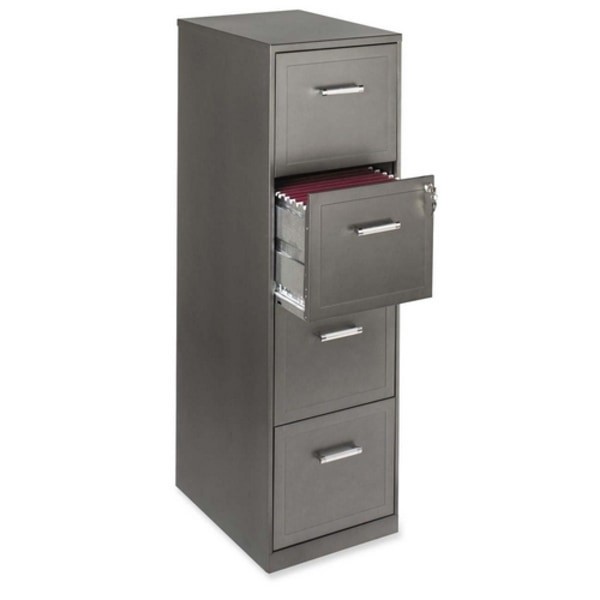 slide 4 of 4, Realspace 18''D Vertical 4-Drawer File Cabinet, Metal, Metallic Charcoal, 1 ct