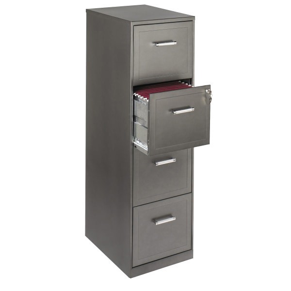 slide 2 of 4, Realspace 18''D Vertical 4-Drawer File Cabinet, Metal, Metallic Charcoal, 1 ct
