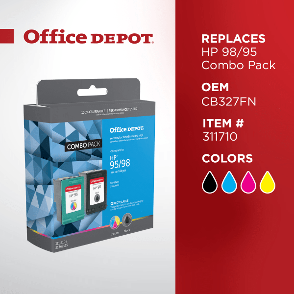 slide 3 of 5, Office Depot Brand Od295-98A Remanufactured Ink Cartridge Replacement For Hp 95/98 Black/Tricolor, Pack Of 2, 2 ct