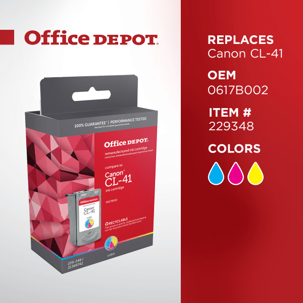 slide 3 of 5, Office Depot Brand Odcl41 (Canon Cl-41) Remanufactured Tricolor Ink Cartridge, 1 ct
