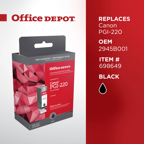 slide 5 of 5, Office Depot Brand Odpgi220B (Canon Pgi-220) Remanufactured Black Pigment Ink Cartridge, 1 ct