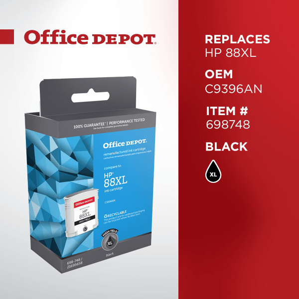slide 3 of 5, Office Depot Brand Od88Bxl Remanufactured High-Yield Ink Cartridge Replacement For Hp 88Xl Black, 1 ct