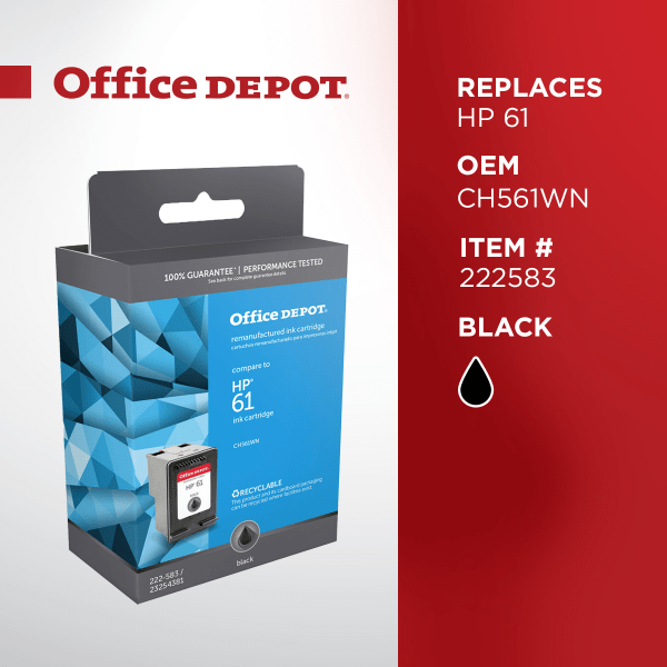 slide 3 of 5, Office Depot Brand 61 Remanufactured Ink Cartridge Replacement For Hp 61 Black, 1 ct