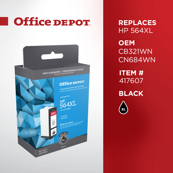 slide 3 of 5, Office Depot Brand Od564Xlb-C Remanufactured Ink Cartridge Replacement For Hp 564Xl Black, 1 ct