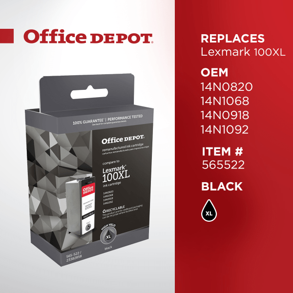 slide 3 of 5, Office Depot Brand Od100Bxl (Lexmark 100Xla) Remanufactured High-Yield Black Ink Cartridge, 1 ct