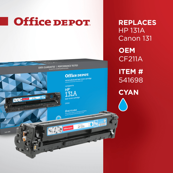 slide 4 of 5, Office Depot Od131Ac Remanufactured Toner Cartridge Replacement For Hp Cf211A Cyan, 1 ct