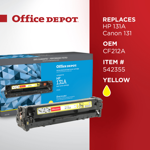 slide 4 of 5, Office Depot Od131Ay Remanufactured Toner Cartridge Replacement For Hp Cf212A Yellow, 1 ct