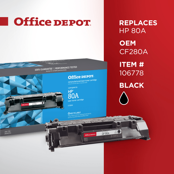 slide 3 of 5, Office Depot Brand Od80A Remanufactured Toner Cartridge Replacement For Hp 80A Black, 1 ct