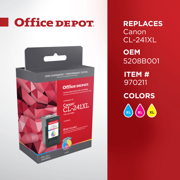 slide 2 of 2, Office Depot Brand Odcl241Xl (Canon Cl-241Xl) Remanufactured High-Yield Tricolor Ink Cartridge, 1 ct