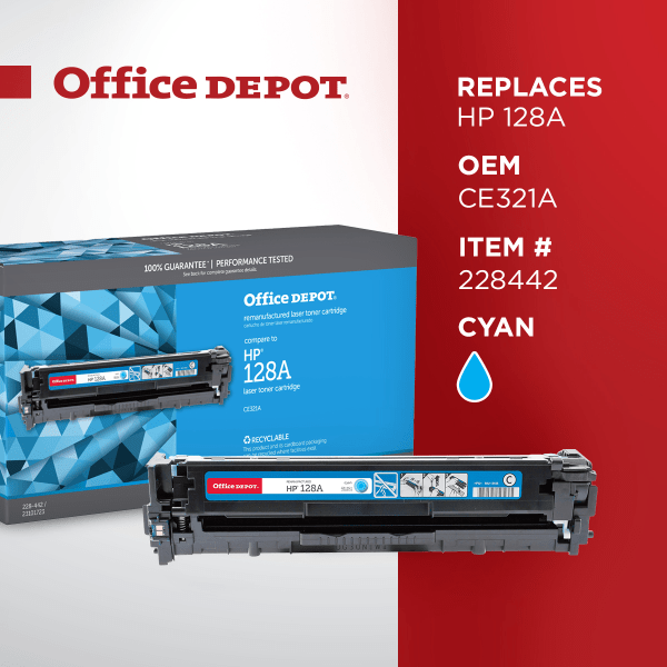 slide 4 of 5, Office Depot Brand Od1415C Remanufactured Toner Cartridge Replacement For Hp 128A Cyan, 1 ct