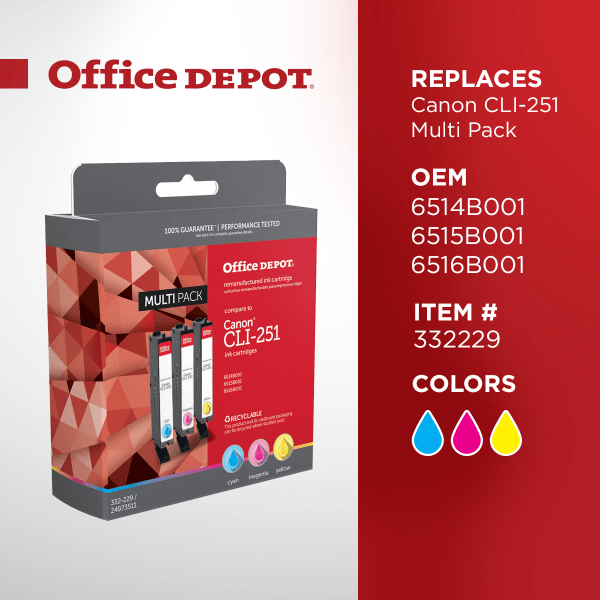 slide 3 of 5, Office Depot Brand Odcli251Mp (Canon Cli-251) Remanufactured Ink Cartridges, 1 ct