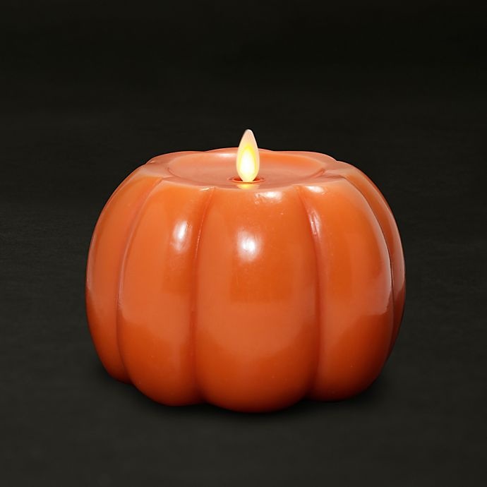 slide 2 of 3, Luminara Real-Flame Effect Pumpkin Candle - Orange, 1 ct