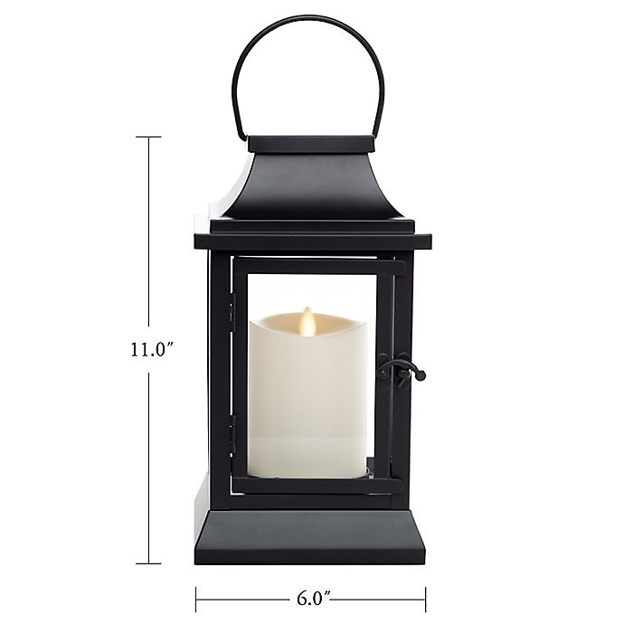 slide 2 of 3, Luminara Metal and Glass Lantern - Matte Black, 12 in