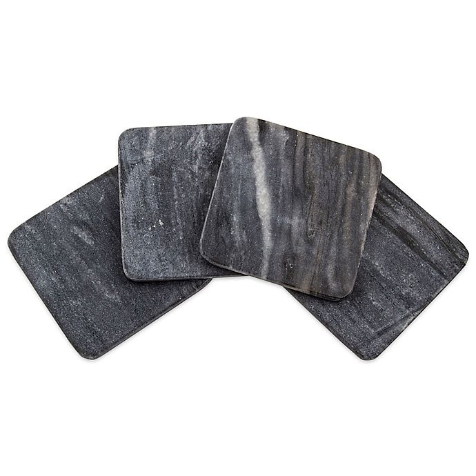 slide 1 of 1, Thirstystone Square Marble Coaster - Black, 1 ct