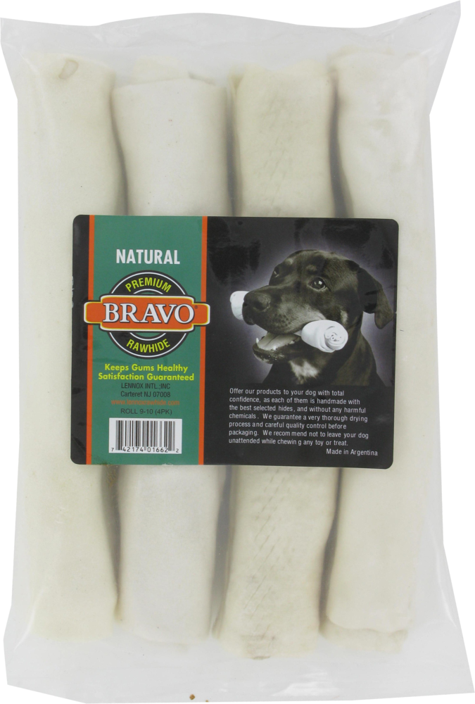 slide 1 of 1, Bravo Natural Retriever Rawhide Rolls, 4 ct